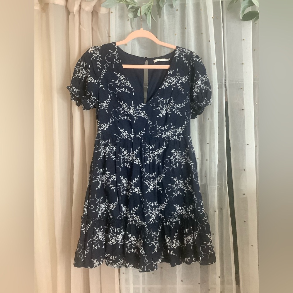 francesca's Women's Navy and Blue Dress  Mi Ami! Size medium
